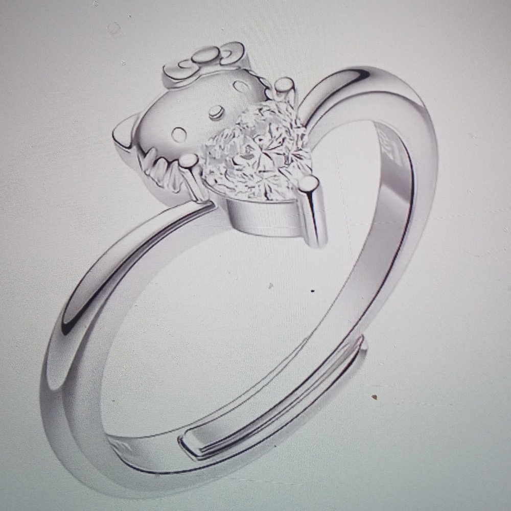 Hello Kitty Silver Ring with Crystal Accent